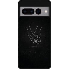 Coque Google Pixel 7 Pro - Silicone rigide noir Valentine 2023 hands forever