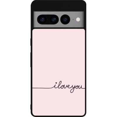 Coque Google Pixel 7 Pro - Silicone rigide noir Valentine 2023 i love you writing