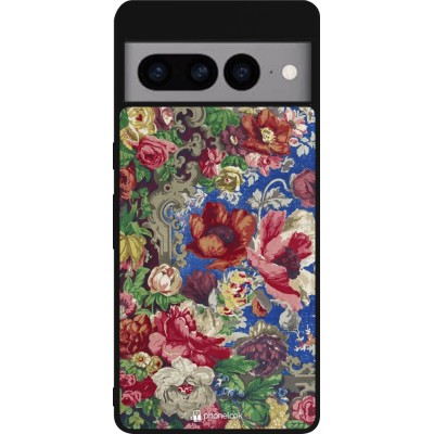 Coque Google Pixel 7 Pro - Silicone rigide noir Vintage Art Flowers