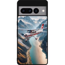 Coque Google Pixel 7 Pro - Silicone rigide noir Vol Alpin Suisse