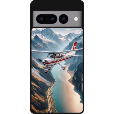 Coque Google Pixel 7 Pro - Silicone rigide noir Vol Alpin Suisse