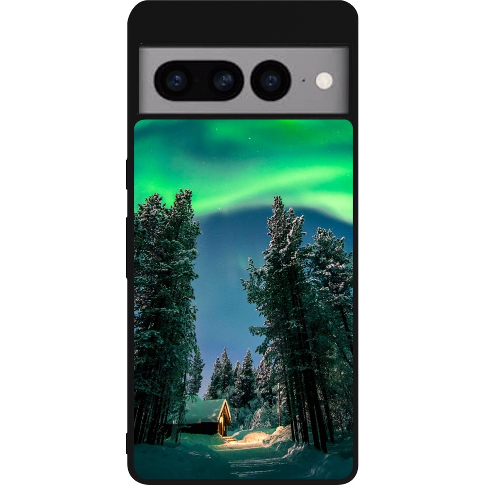 Coque Google Pixel 7 Pro - Silicone rigide noir Winter 22 Northern Lights