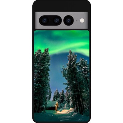 Coque Google Pixel 7 Pro - Silicone rigide noir Winter 22 Northern Lights