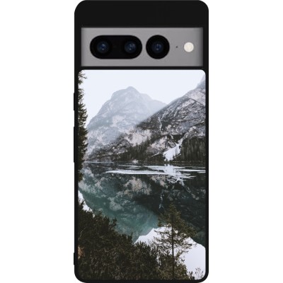 Coque Google Pixel 7 Pro - Silicone rigide noir Winter 22 snowy mountain and lake