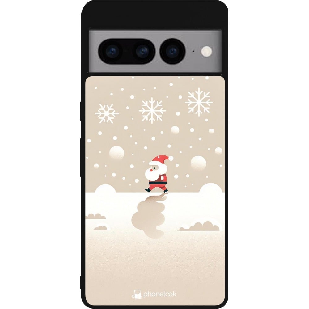 Coque Google Pixel 7 Pro - Silicone rigide noir Noël 2023 Minimalist Santa