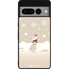 Coque Google Pixel 7 Pro - Silicone rigide noir Noël 2023 Minimalist Santa