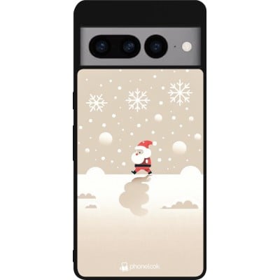 Coque Google Pixel 7 Pro - Silicone rigide noir Noël 2023 Minimalist Santa