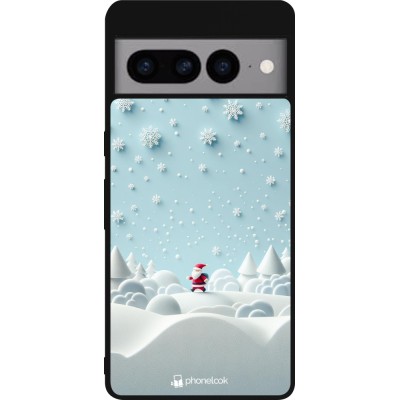 Coque Google Pixel 7 Pro - Silicone rigide noir Noël 2023 Petit Père Flocon