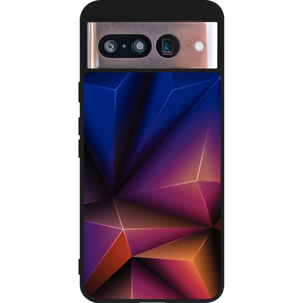 Coque Google Pixel 8 - Silicone rigide noir Abstract Triangles 