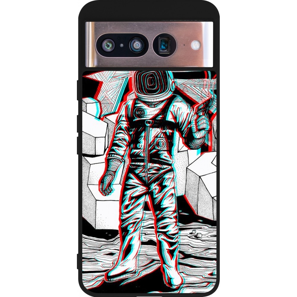 Coque Google Pixel 8 - Silicone rigide noir Anaglyph Astronaut