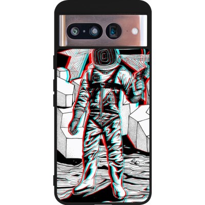 Coque Google Pixel 8 - Silicone rigide noir Anaglyph Astronaut