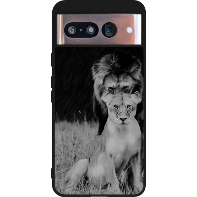 Coque Google Pixel 8 - Silicone rigide noir Angry lions