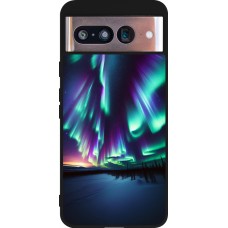 Coque Google Pixel 8 - Silicone rigide noir Aurore Boréale Étincelante