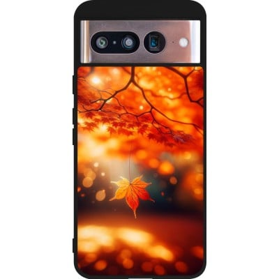 Coque Google Pixel 8 - Silicone rigide noir Automne Magique Orange