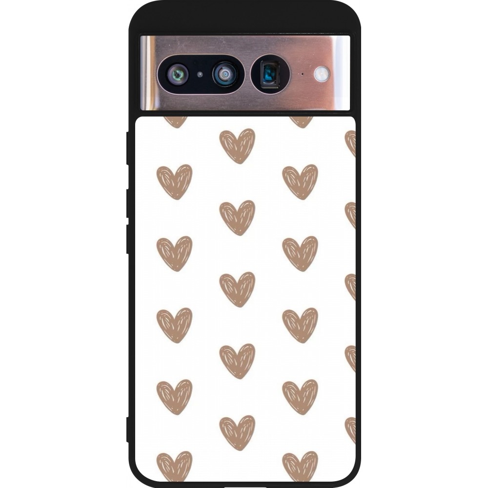 Coque Google Pixel 8 - Silicone rigide noir Autumn 2024 brown hearts