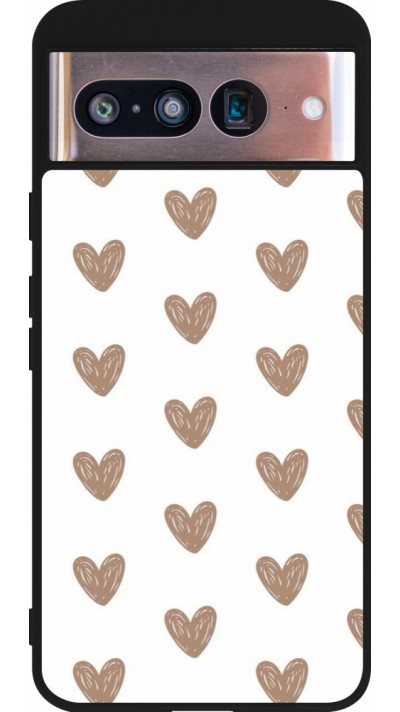 Coque Google Pixel 8 - Silicone rigide noir Autumn 2024 brown hearts