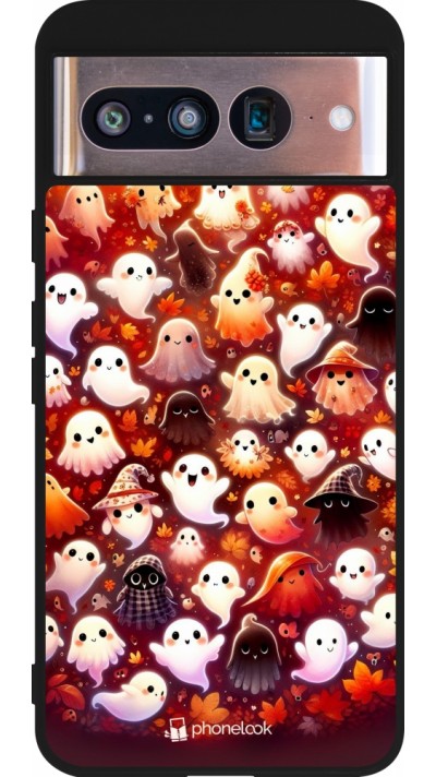 Coque Google Pixel 8 - Silicone rigide noir Fantômes automne mignons