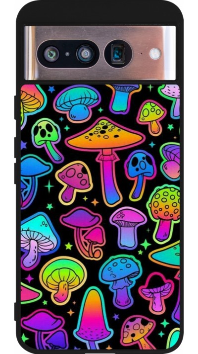 Coque Google Pixel 8 - Silicone rigide noir Autumn 2024 magic mushrooms