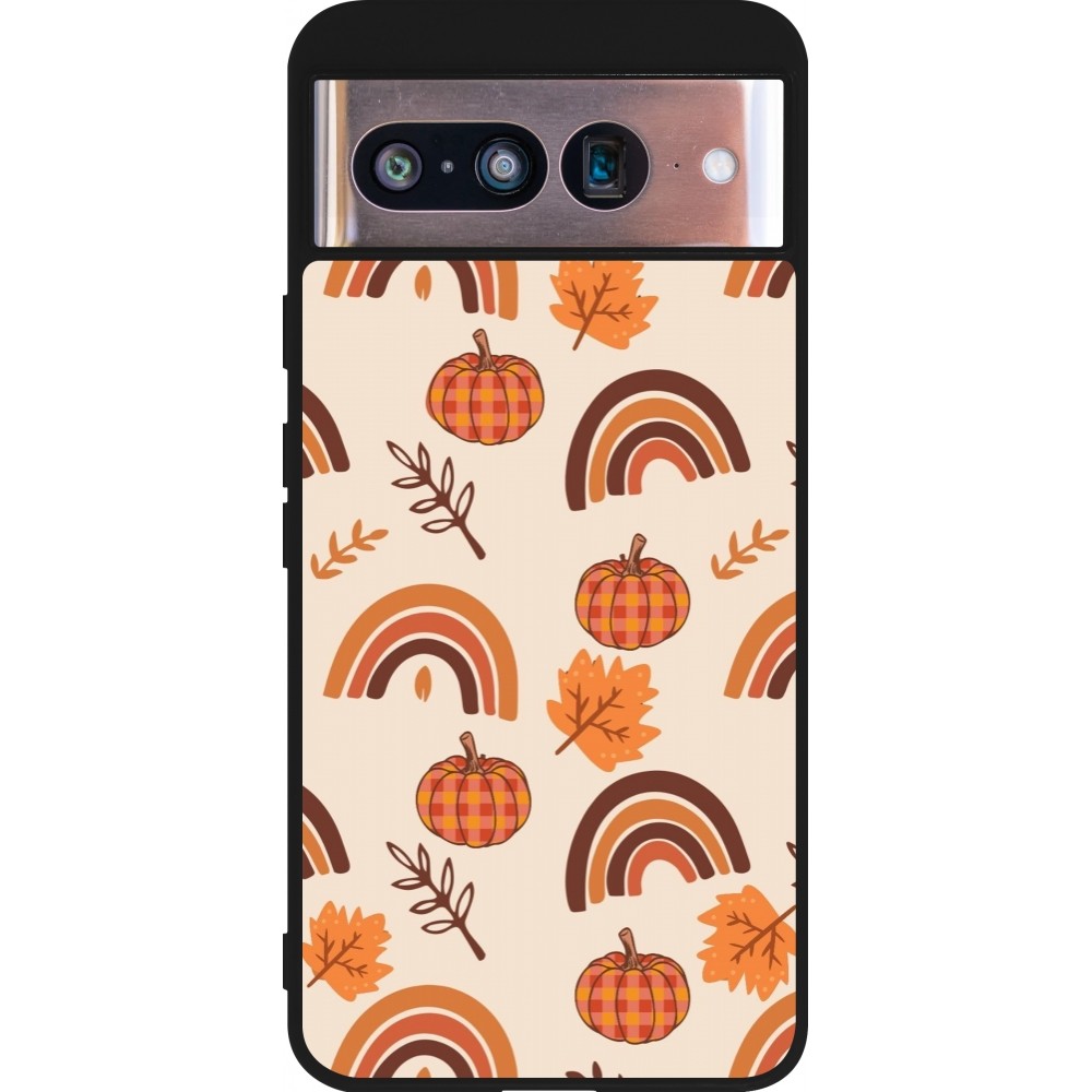 Coque Google Pixel 8 - Silicone rigide noir Autumn 2024 rainbow