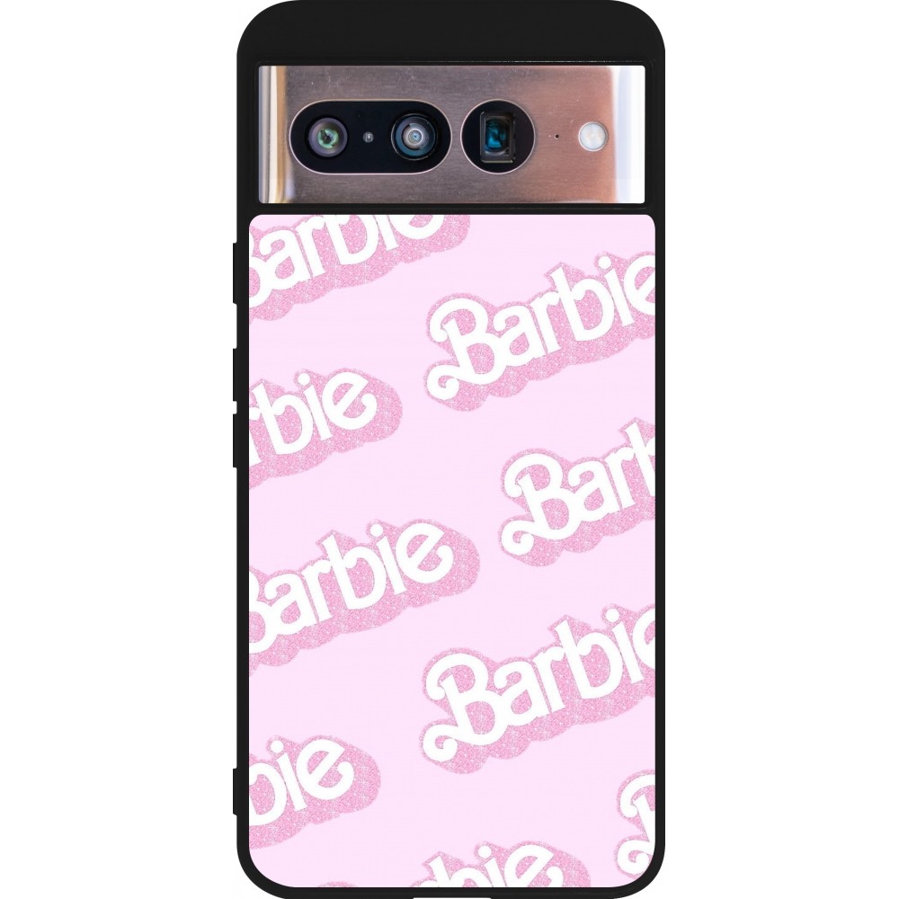 Coque Google Pixel 8 - Silicone rigide noir Barbie light pink pattern