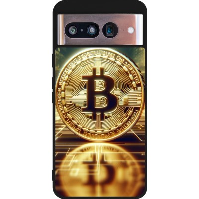 Coque Google Pixel 8 - Silicone rigide noir Bitcoin Standing