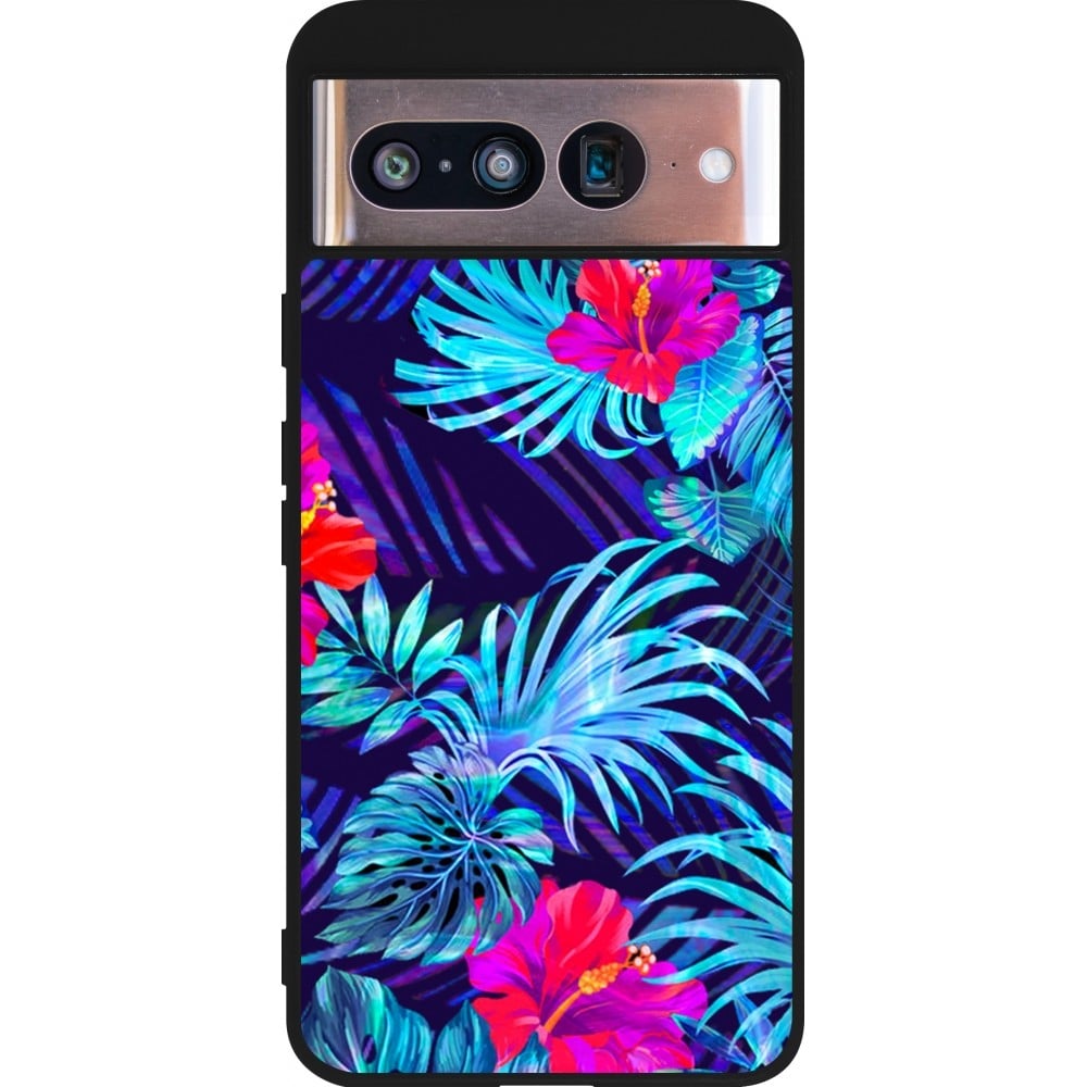 Coque Google Pixel 8 - Silicone rigide noir Blue Forest