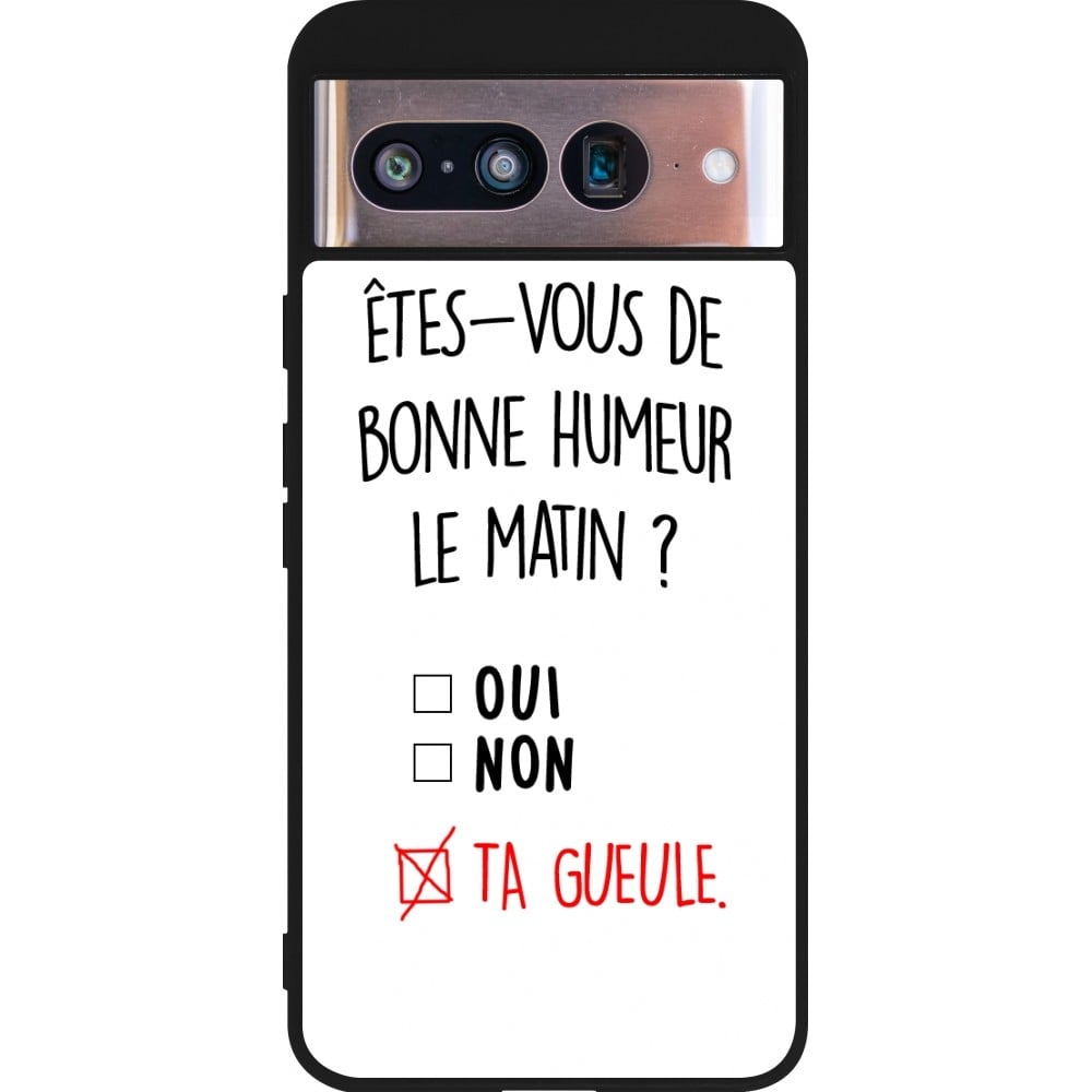 Coque Google Pixel 8 - Silicone rigide noir Bonne humeur matin