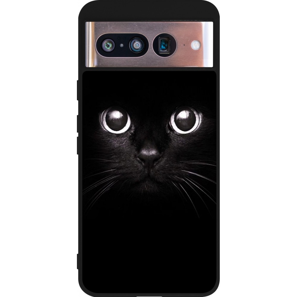 Coque Google Pixel 8 - Silicone rigide noir Cat eyes