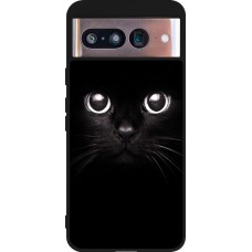 Coque Google Pixel 8 - Silicone rigide noir Cat eyes