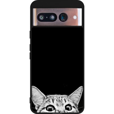 Coque Google Pixel 8 - Silicone rigide noir Cat Looking Up Black