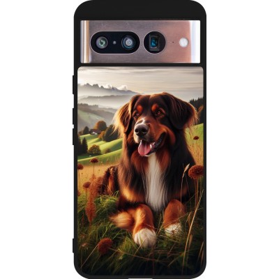 Coque Google Pixel 8 - Silicone rigide noir Chien Campagne Suisse