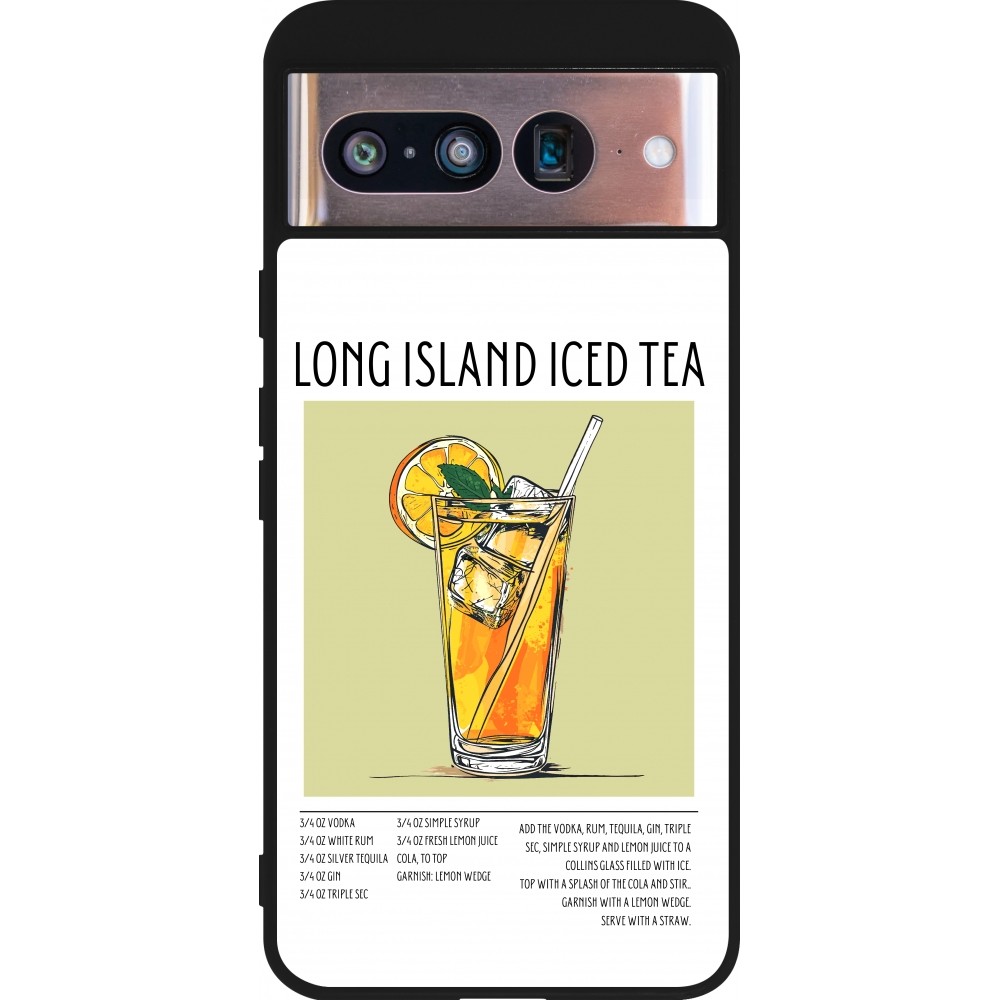 Coque Google Pixel 8 - Silicone rigide noir Cocktail recette Long Island Ice Tea