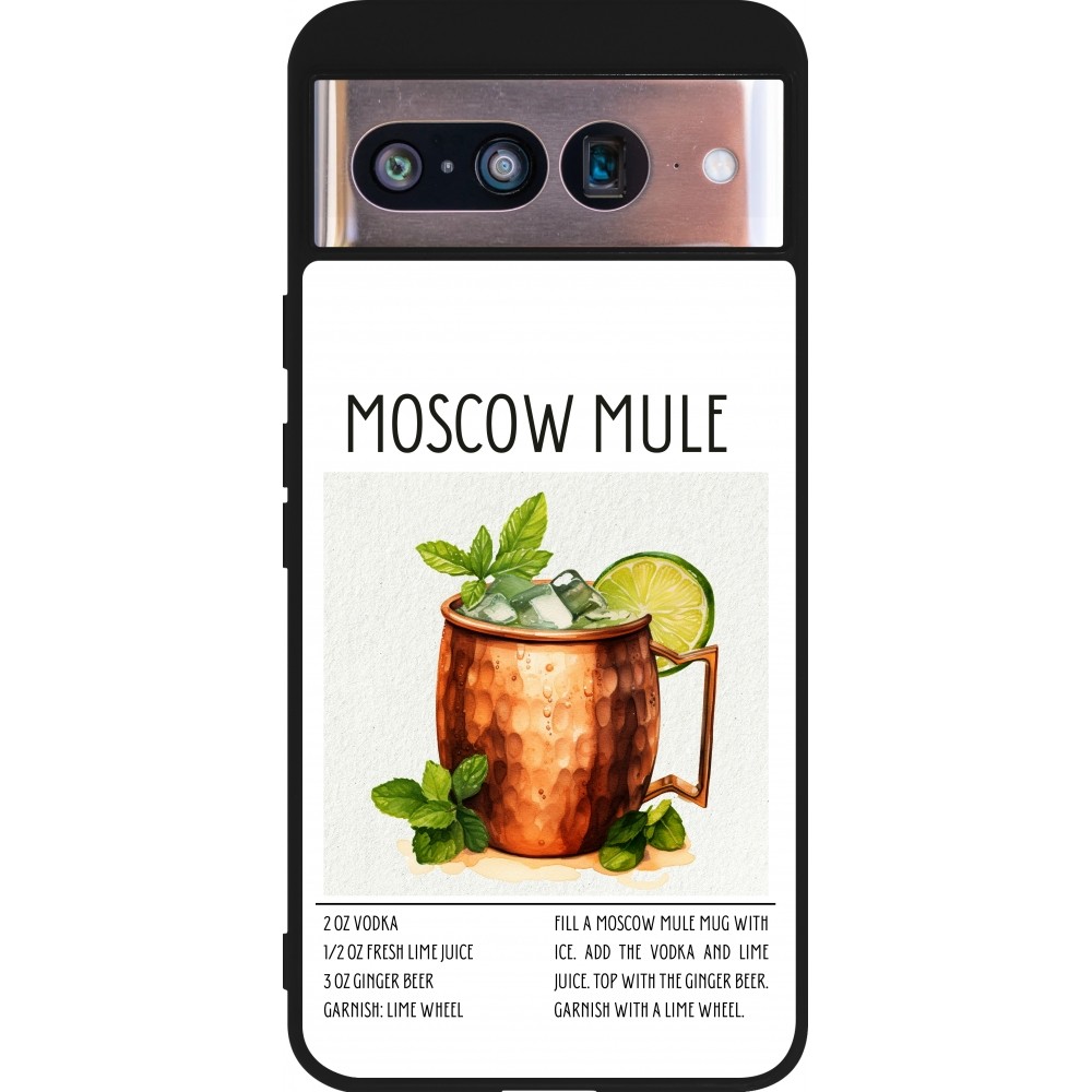 Coque Google Pixel 8 - Silicone rigide noir Cocktail recette Moscow Mule