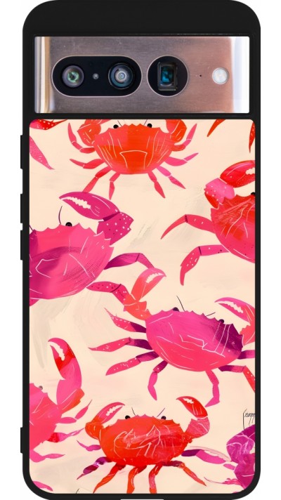 Coque Google Pixel 8 - Silicone rigide noir Crabs Paint