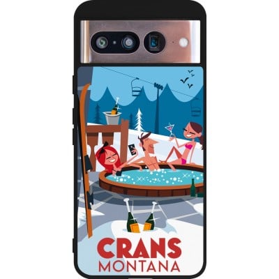 Coque Google Pixel 8 - Silicone rigide noir Crans-Montana Mountain Jacuzzi