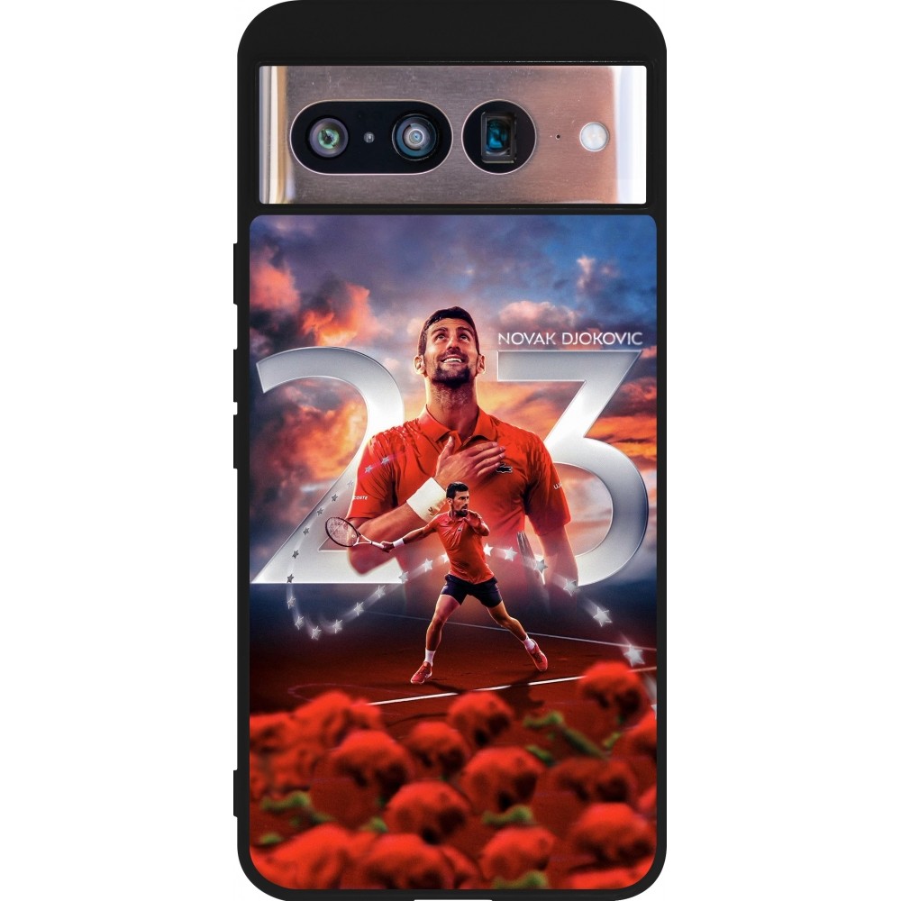 Coque Google Pixel 8 - Silicone rigide noir Djokovic 23 Grand Slam