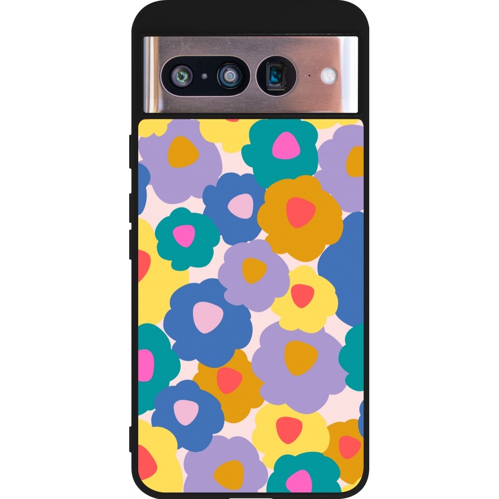 Coque Google Pixel 8 - Silicone rigide noir Easter 2024 flower power