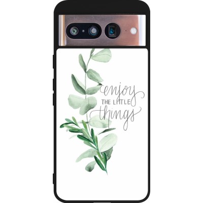 Coque Google Pixel 8 - Silicone rigide noir Enjoy the little things