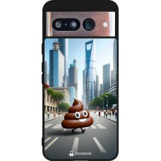 Coque Google Pixel 8 - Silicone rigide noir Emoji Caca walk