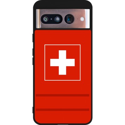 Coque Google Pixel 8 - Silicone rigide noir Euro 2020 Switzerland