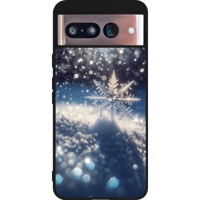 Coque Google Pixel 8 - Silicone rigide noir Flocon Solaire Éclat