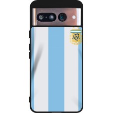 Coque Google Pixel 8 - Silicone rigide noir Maillot de football Argentine 2022 personnalisable