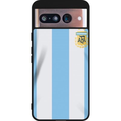 Coque Google Pixel 8 - Silicone rigide noir Maillot de football Argentine 2022 personnalisable