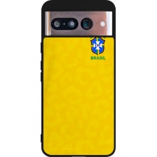 Coque Google Pixel 8 - Silicone rigide noir Maillot de football Brésil 2022 personnalisable