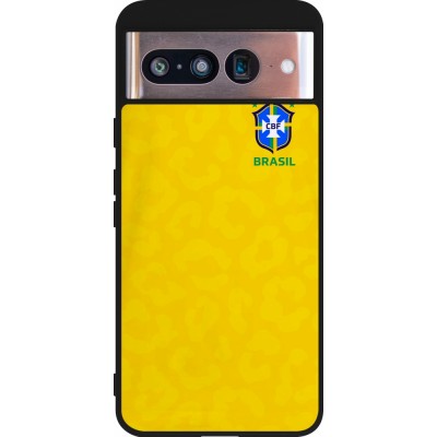 Coque Google Pixel 8 - Silicone rigide noir Maillot de football Brésil 2022 personnalisable