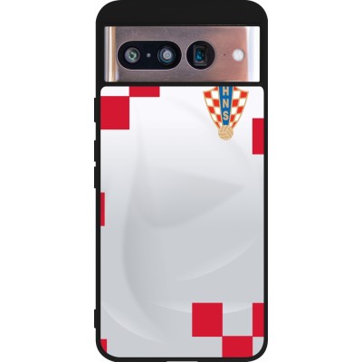 Coque Google Pixel 8 - Silicone rigide noir Maillot de football Croatie 2022 personnalisable