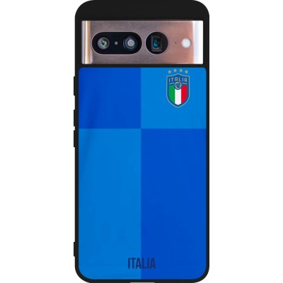 Coque Google Pixel 8 - Silicone rigide noir Maillot de football Italie 2022 personnalisable