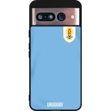 Coque Google Pixel 8 - Silicone rigide noir Maillot de football Uruguay 2022 personnalisable