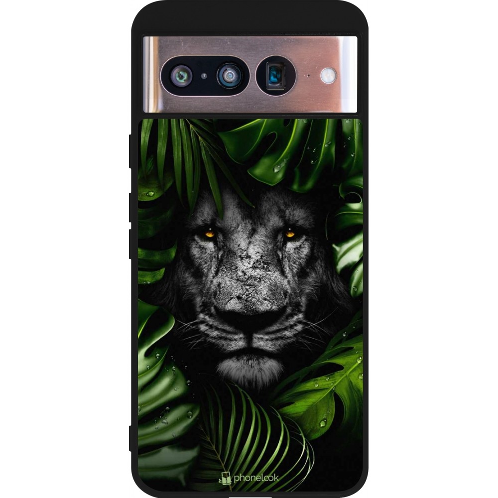 Coque Google Pixel 8 - Silicone rigide noir Forest Lion