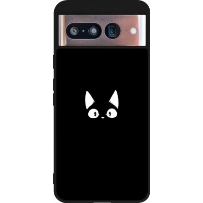 Coque Google Pixel 8 - Silicone rigide noir Funny cat on black